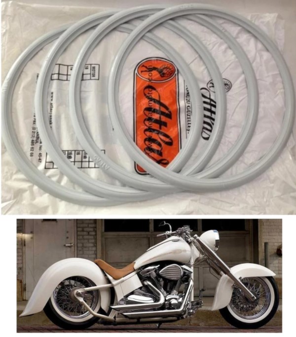 Motorcycle Front 19" Slim Back 15" Wide Whitewall Portawall Tire insert Trim Set 